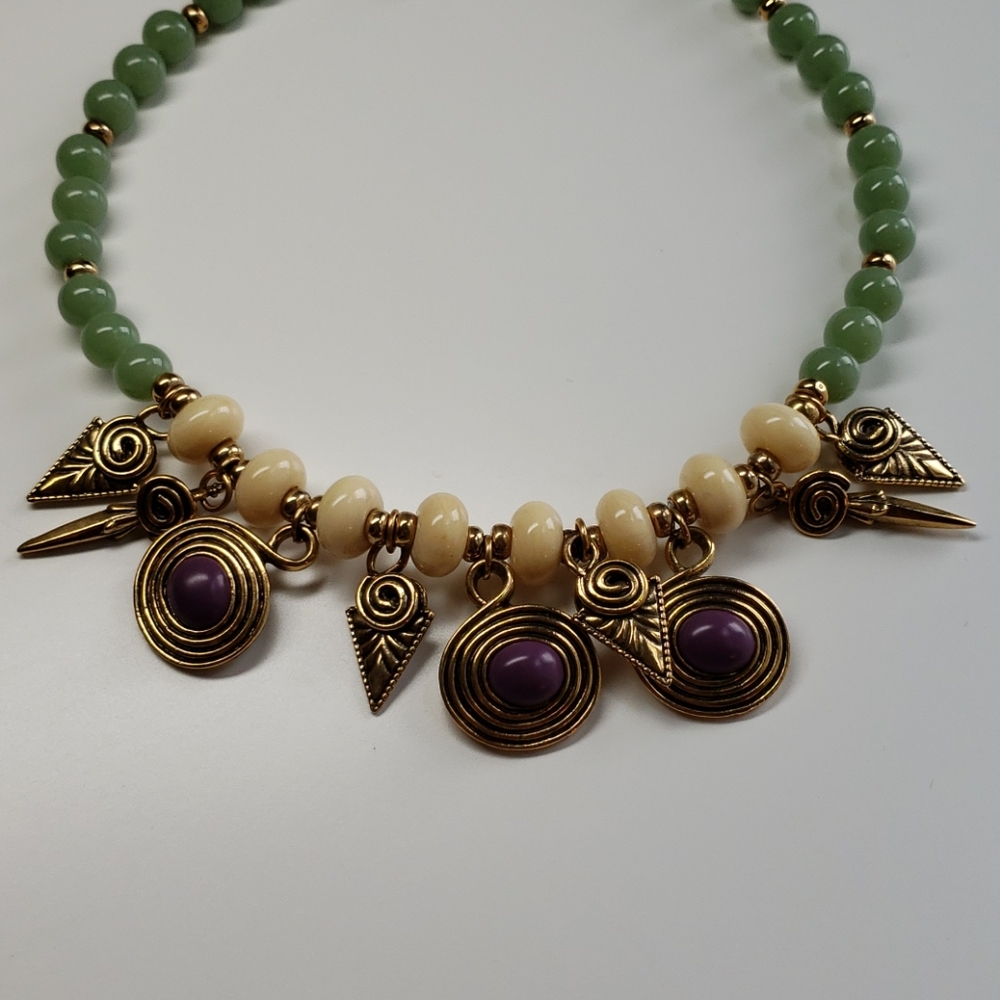 Green and Cream Stone necklace